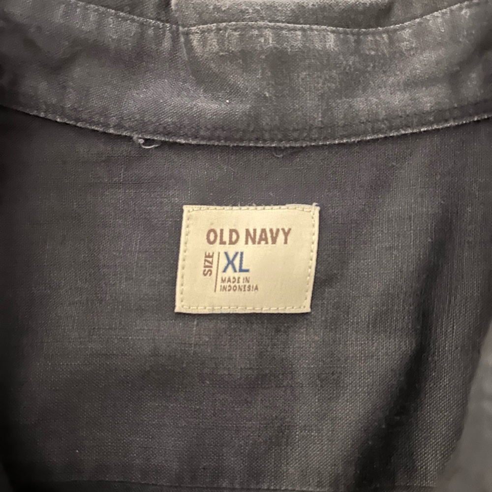 Old Navy Black Linen/Cotton Blend Casual Button Down Shirt - Picture 4 of 4